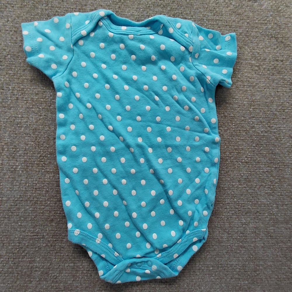 Carters, Small Wonders Baby‎ Girls 4 Bodysuits Polka Dot Yellow Blue Spring Set - Picture 3 of 11